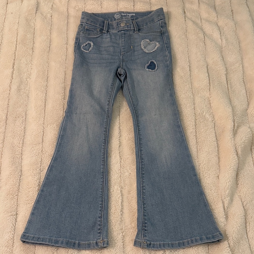 Wonder Nation Light Blue Flare Jegging Jeans with Heart Details